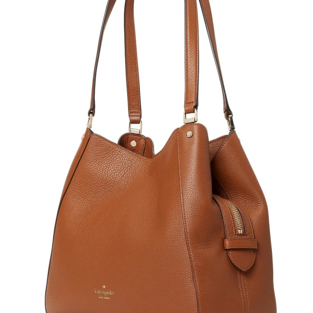 Kate Spade Brown Shoulder Bag with Structured Shape and High-Quality Leather